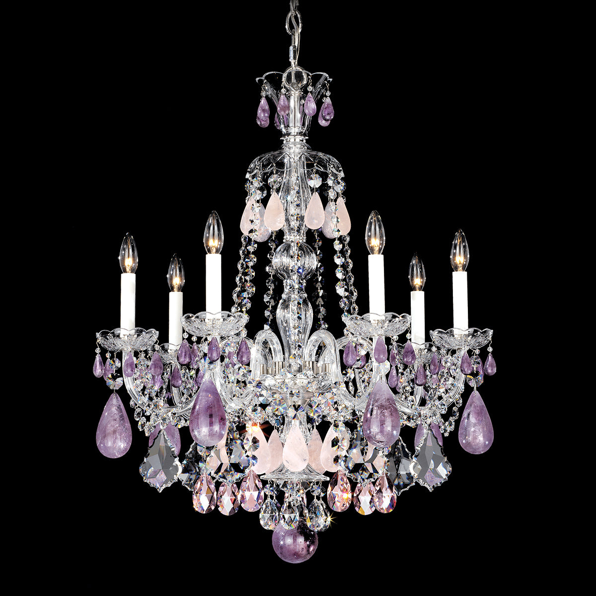 Green Purple Luxury Rock Crystal Chandelier for Bedroom or Living Room