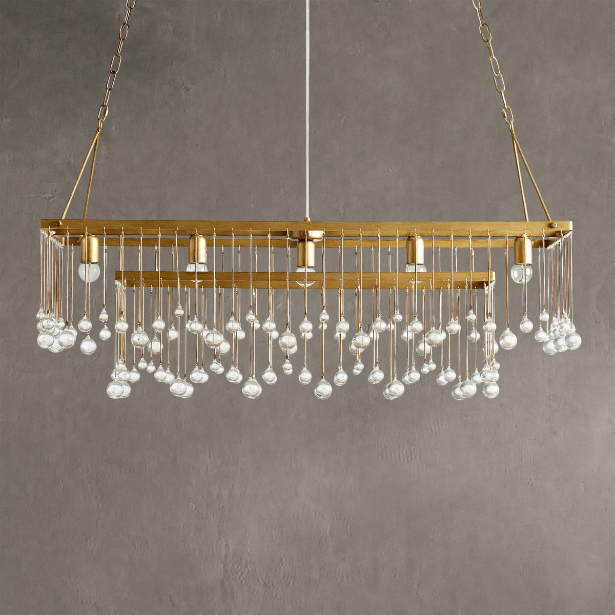 Aurelle Crystal Ball Rectangular Chandelier 47'' 60''