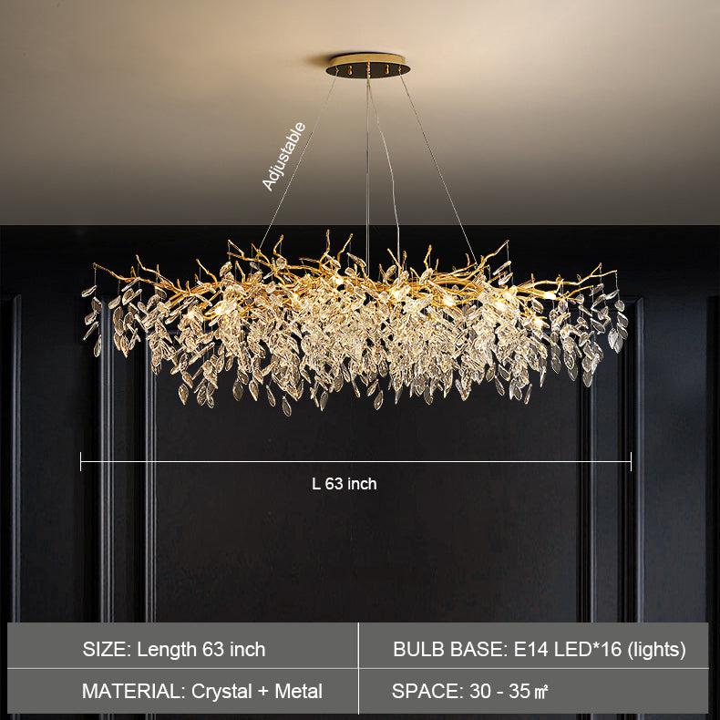 Albero Modern French-Style Branch Crystal Chandelier with Crystal Leaf