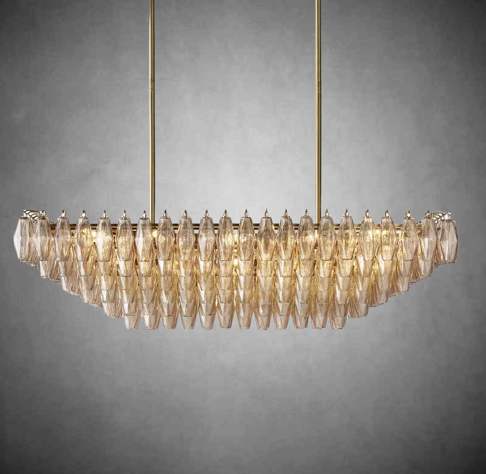 Chiaravalle Glass Tired Rectangular Chandelier 54"74''