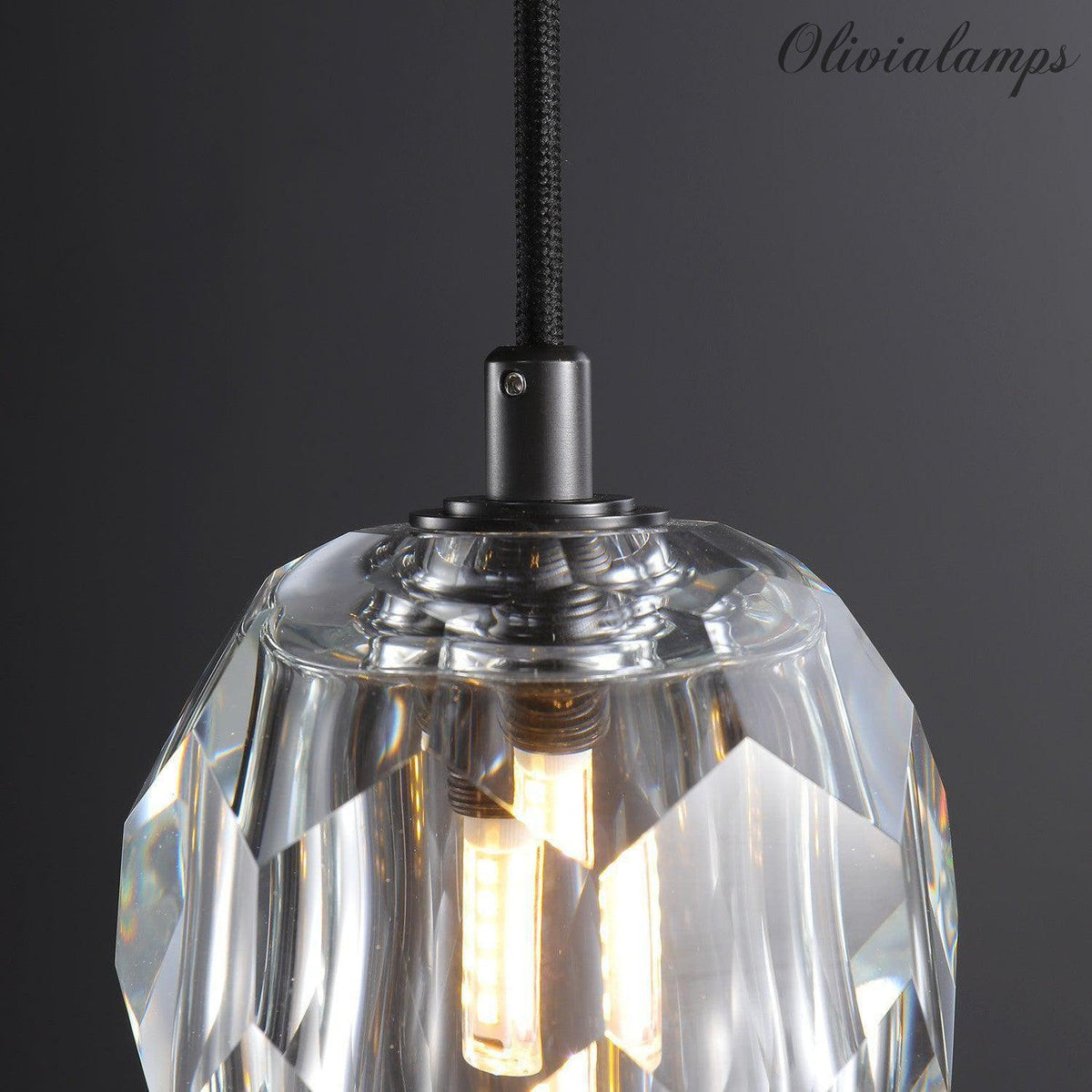 Bille De Crystal Glass Cord Pendant 5''D