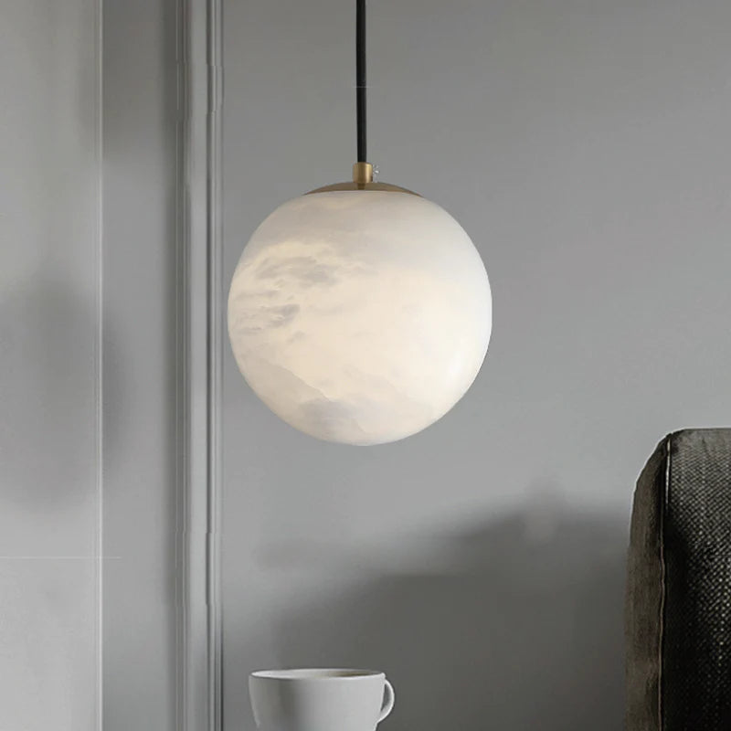 Hansa Alabaster Ball Pendant Light, Island Mini Pendant Light