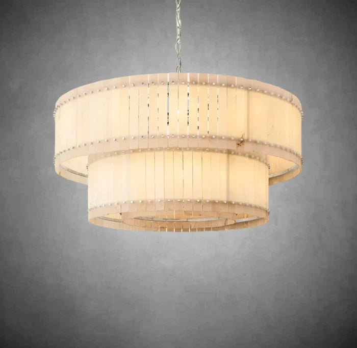 Sun Marcus Alabaster Round Tiered Chandelier