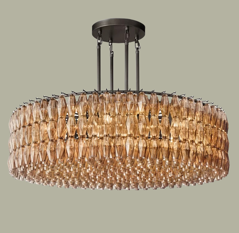 Chiaravalle Smoke Glass Round Chandelier 37"47‘’62‘’