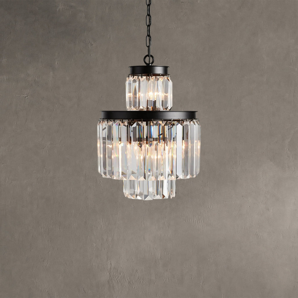 Lyndore 6-Light Chandelier Faceted Glass Crystals Rustic Iron Frame