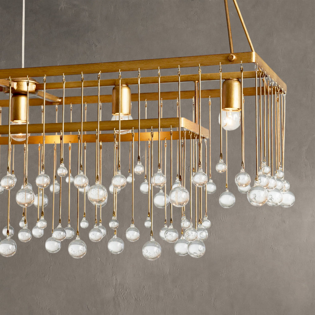 Aurelle Crystal Ball Rectangular Chandelier 47'' 60''