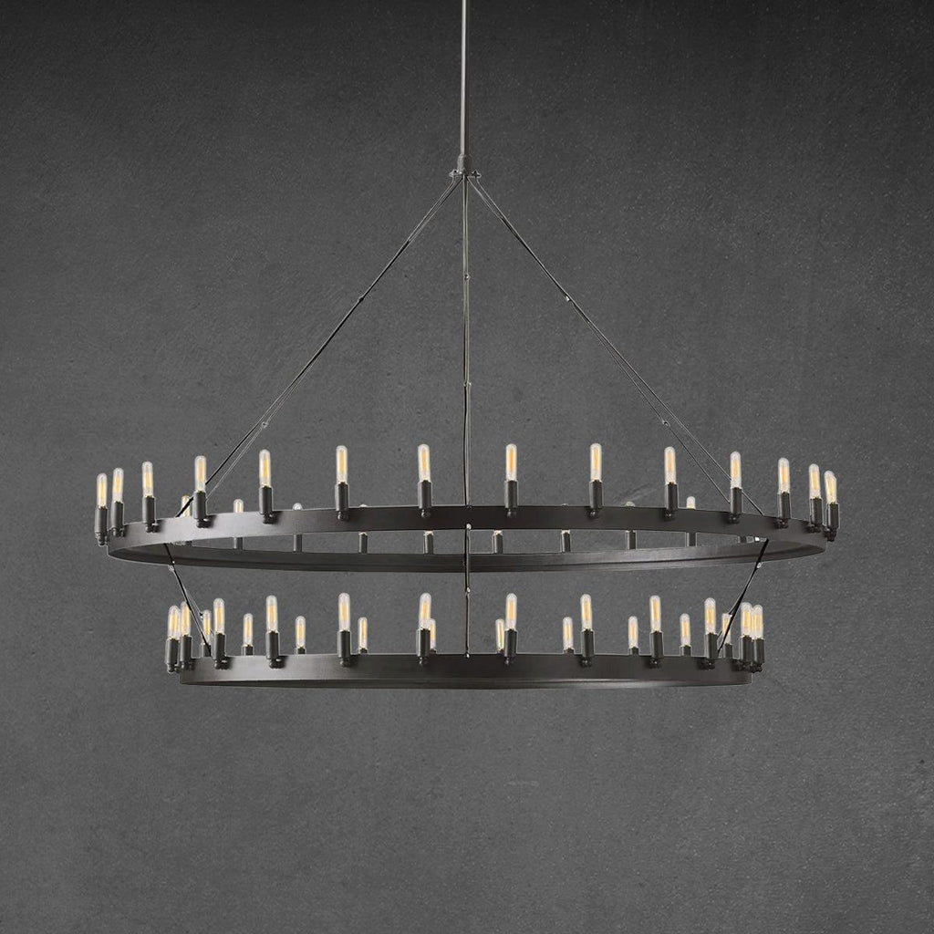 Camina Vintage Filament 2-Tier Round Chandelier 63''