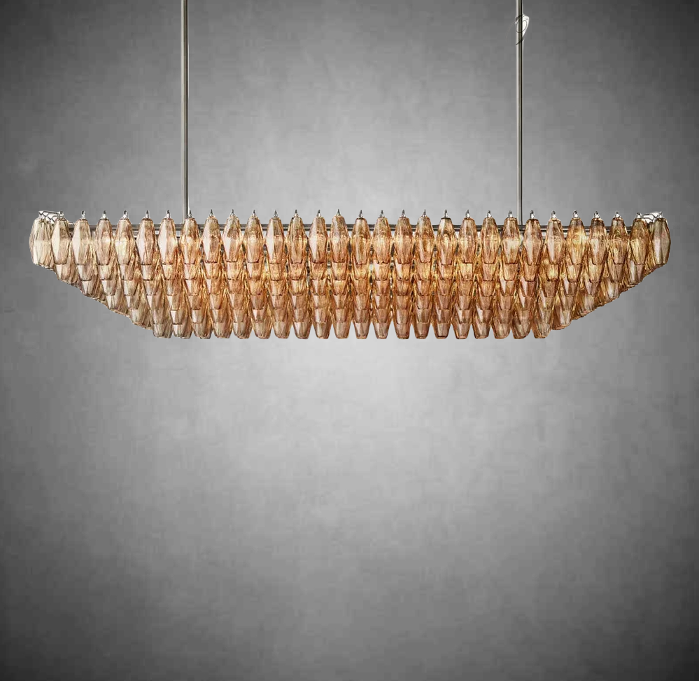 Chiaravalle Glass Tired Rectangular Chandelier 54"74''