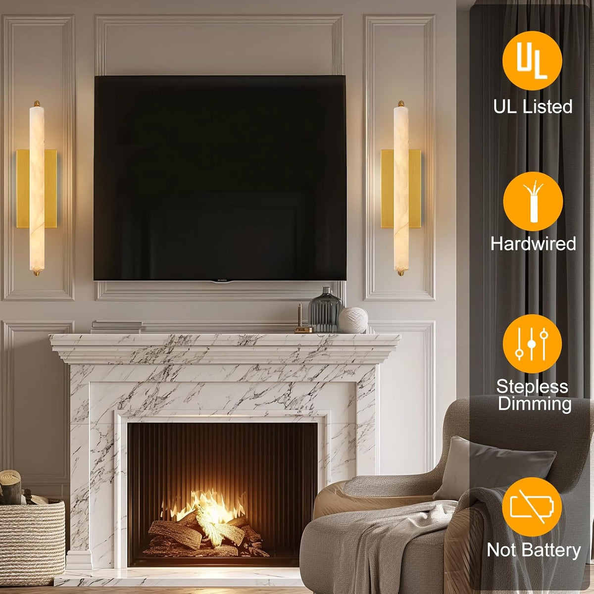 Elegant Alabaster Handcrafted Wall Sconce