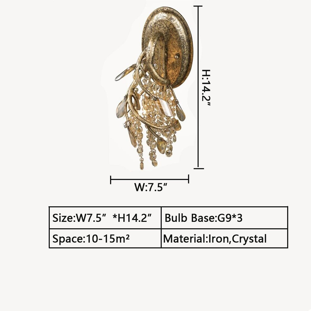 W7.5"*H14.2" chandelier,chandeliers,crystal,wall light,chrome,gold,light luxury