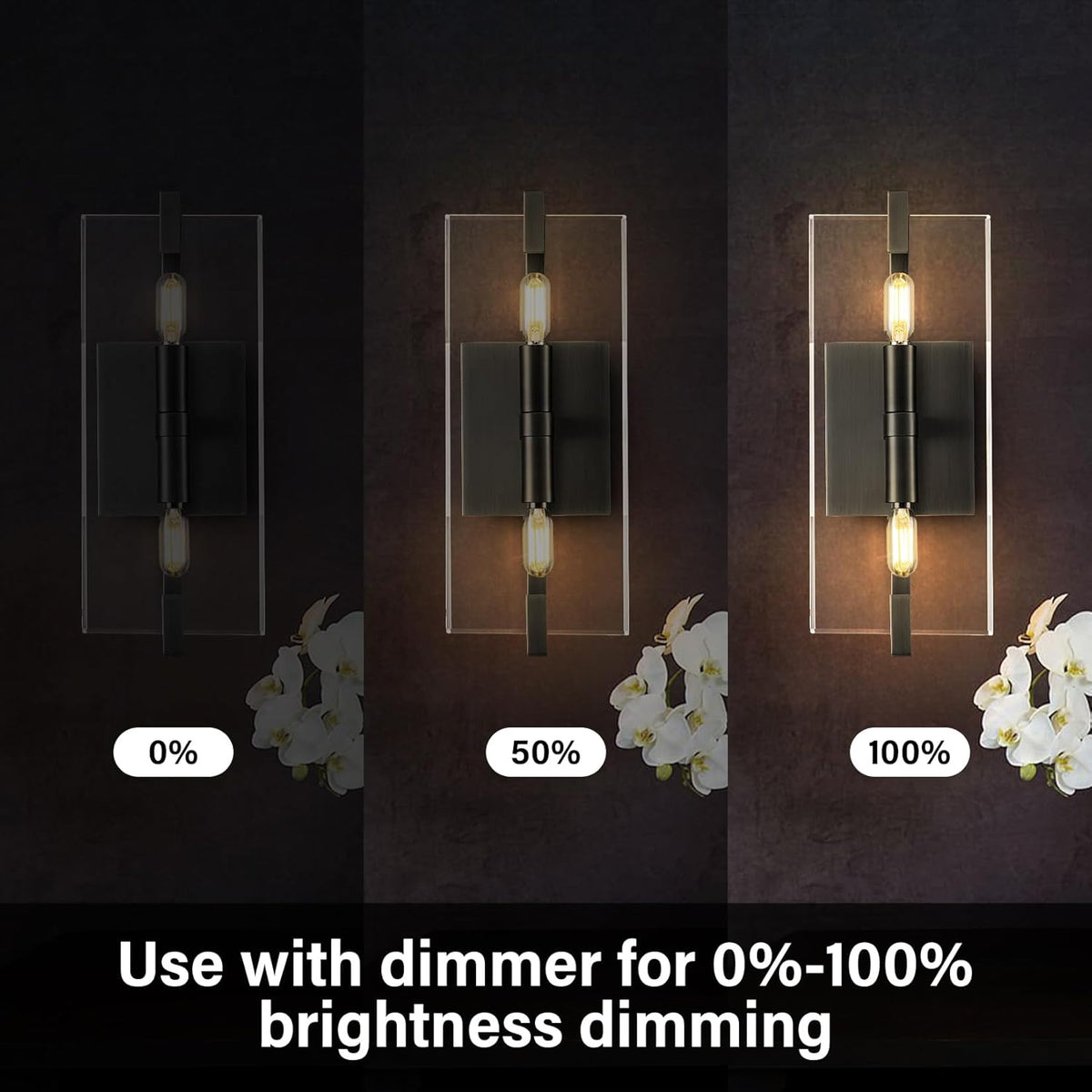 K9 Clear Crystal Wall Sconces, 14.9" Bathroom Vanity Wall Sconces 2-Light Wall Mounted Sconces