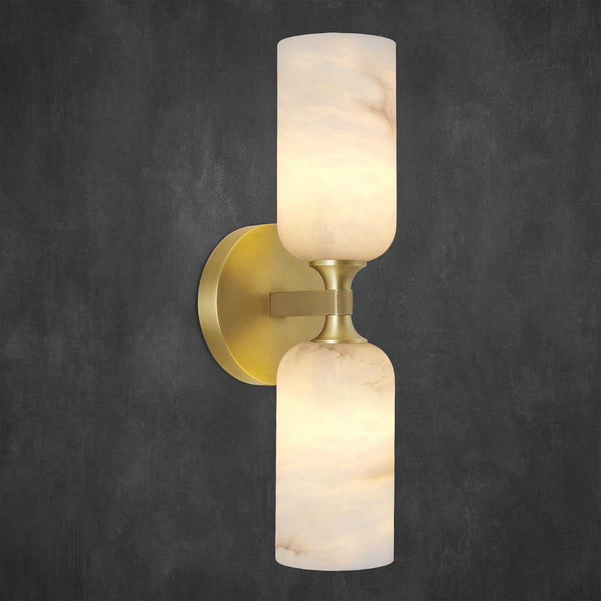 Elegant Alabaster Wall Sconce with Brass Finish 14in