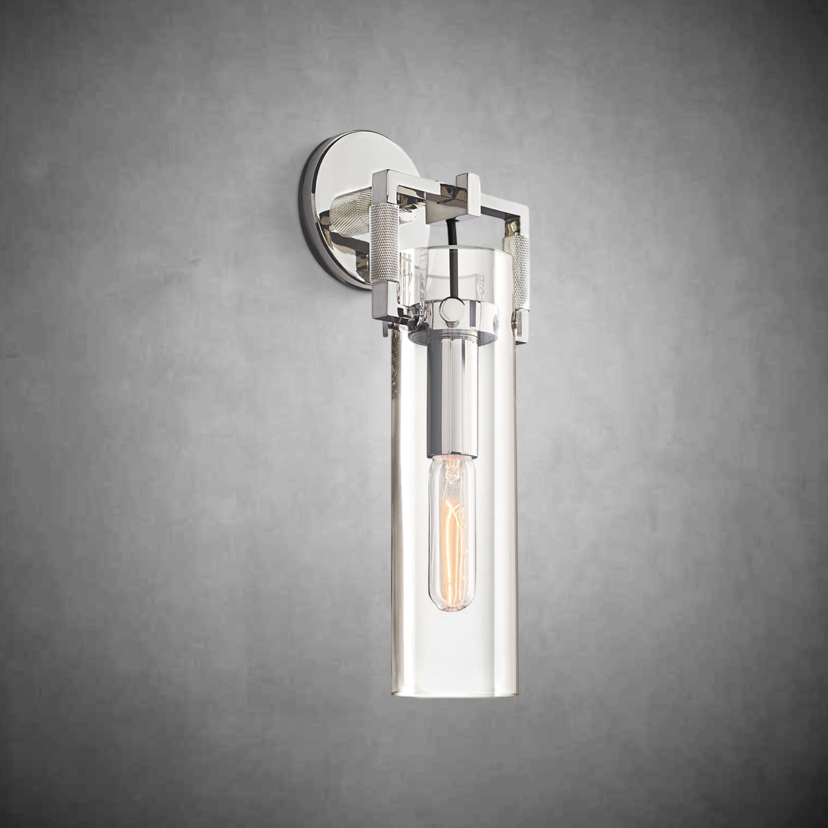 Machine Glass Cylinder Wall Sconce 9''12''16"