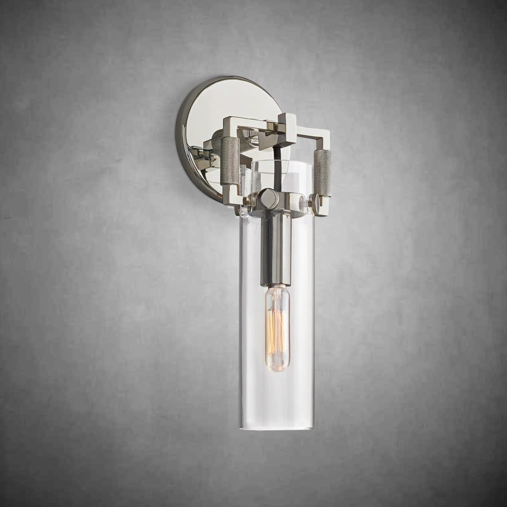 Machine Glass Cylinder Wall Sconce 9''12''16"