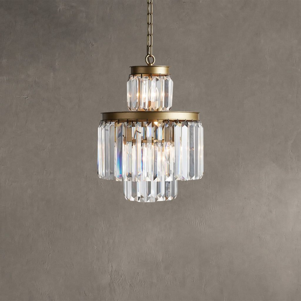 Lyndore 6-Light Chandelier Faceted Glass Crystals Rustic Iron Frame