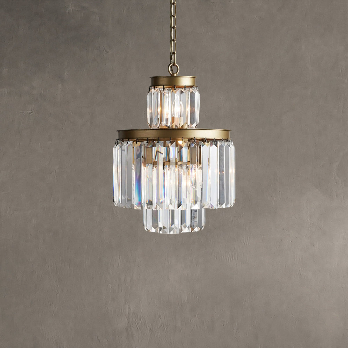 Lyndore 6-Light Chandelier Faceted Glass Crystals Rustic Iron Frame