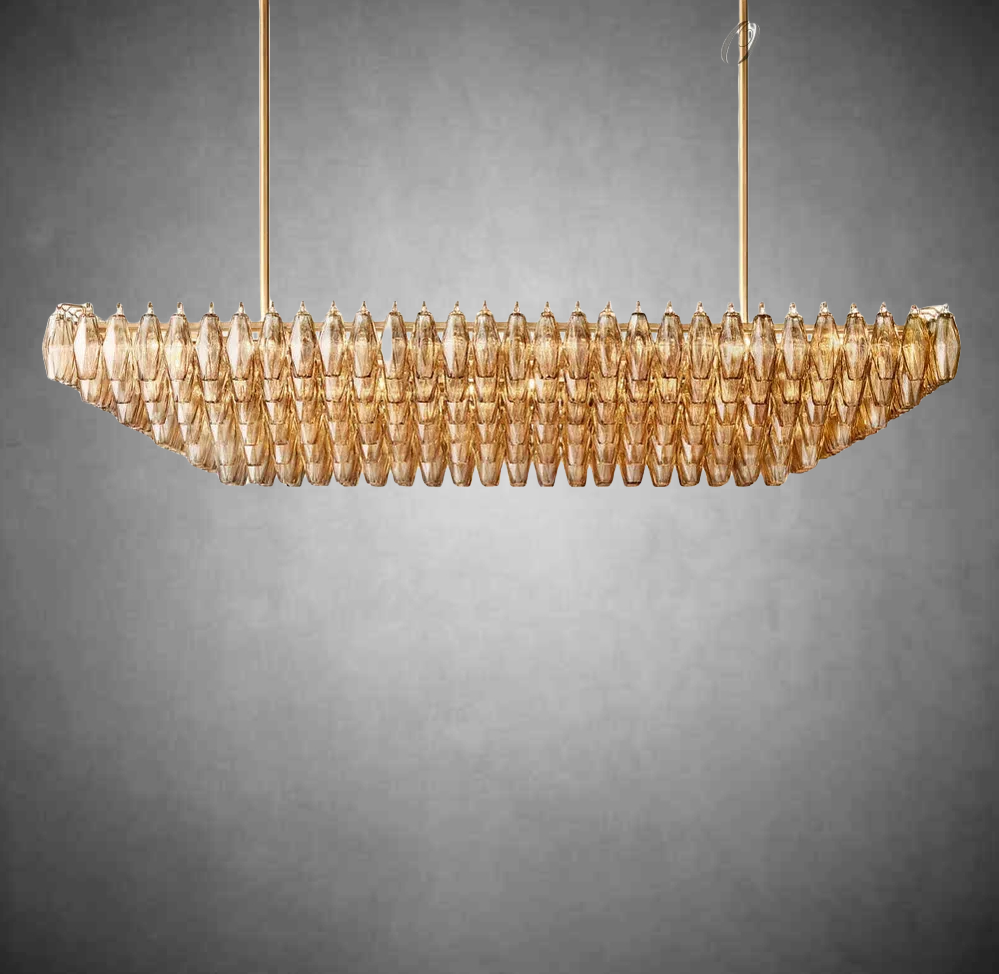 Chiaravalle Glass Tired Rectangular Chandelier 54"74''