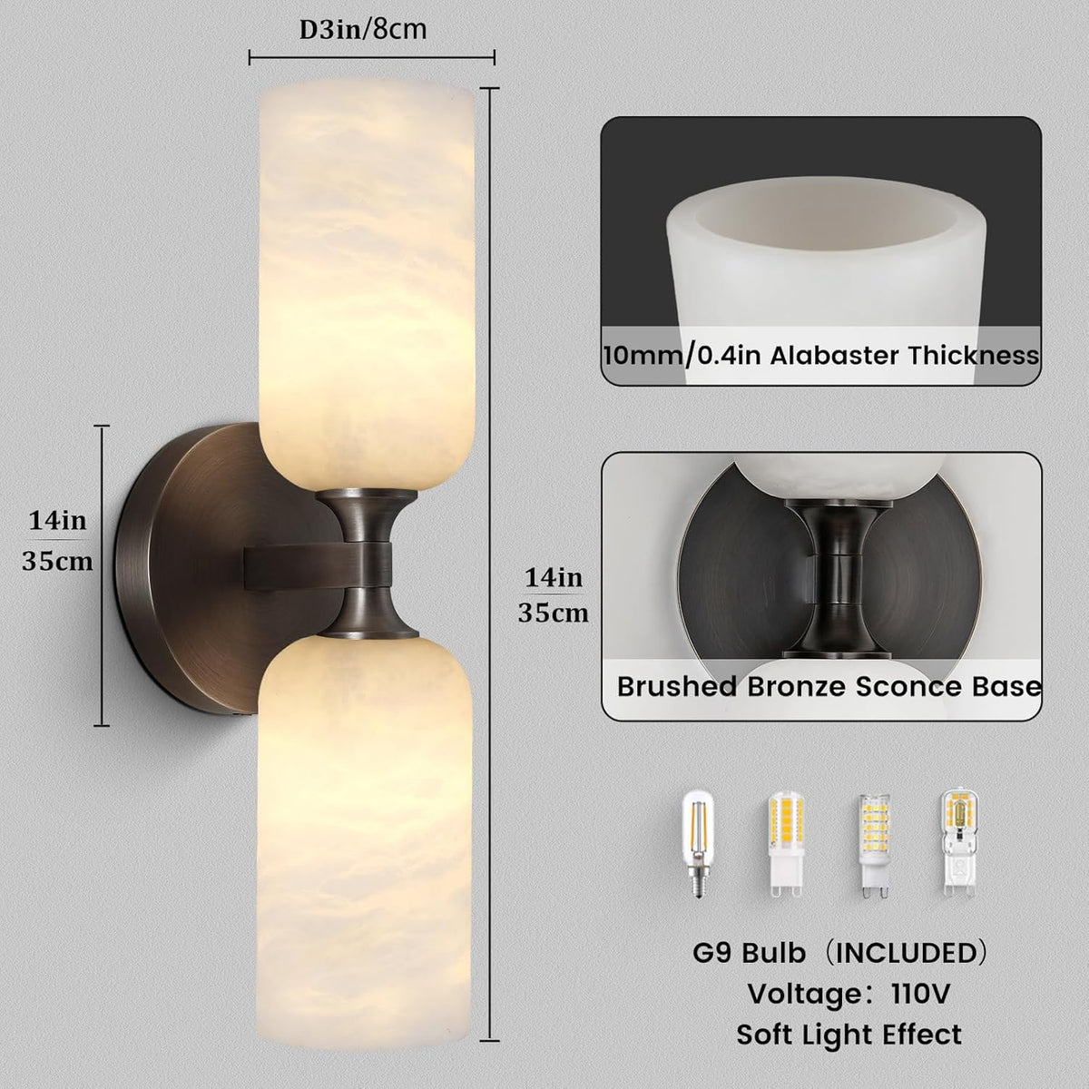 Elegant Alabaster Wall Sconce