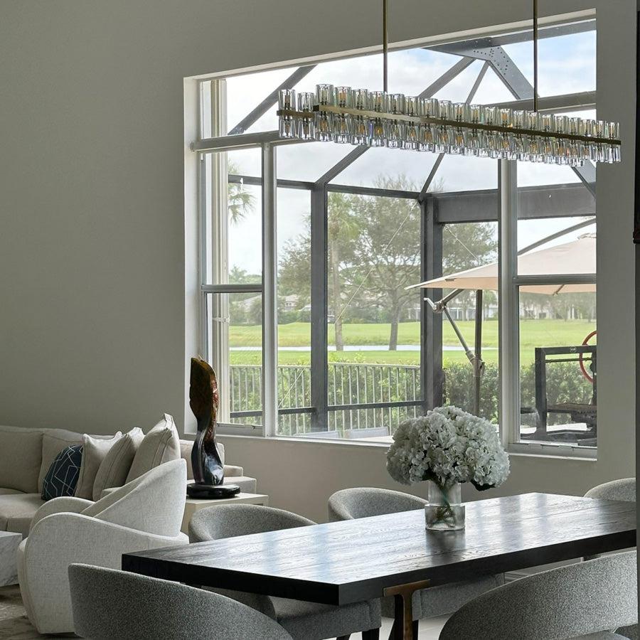 Arcachen Crystal Rectangular Chandelier 54"