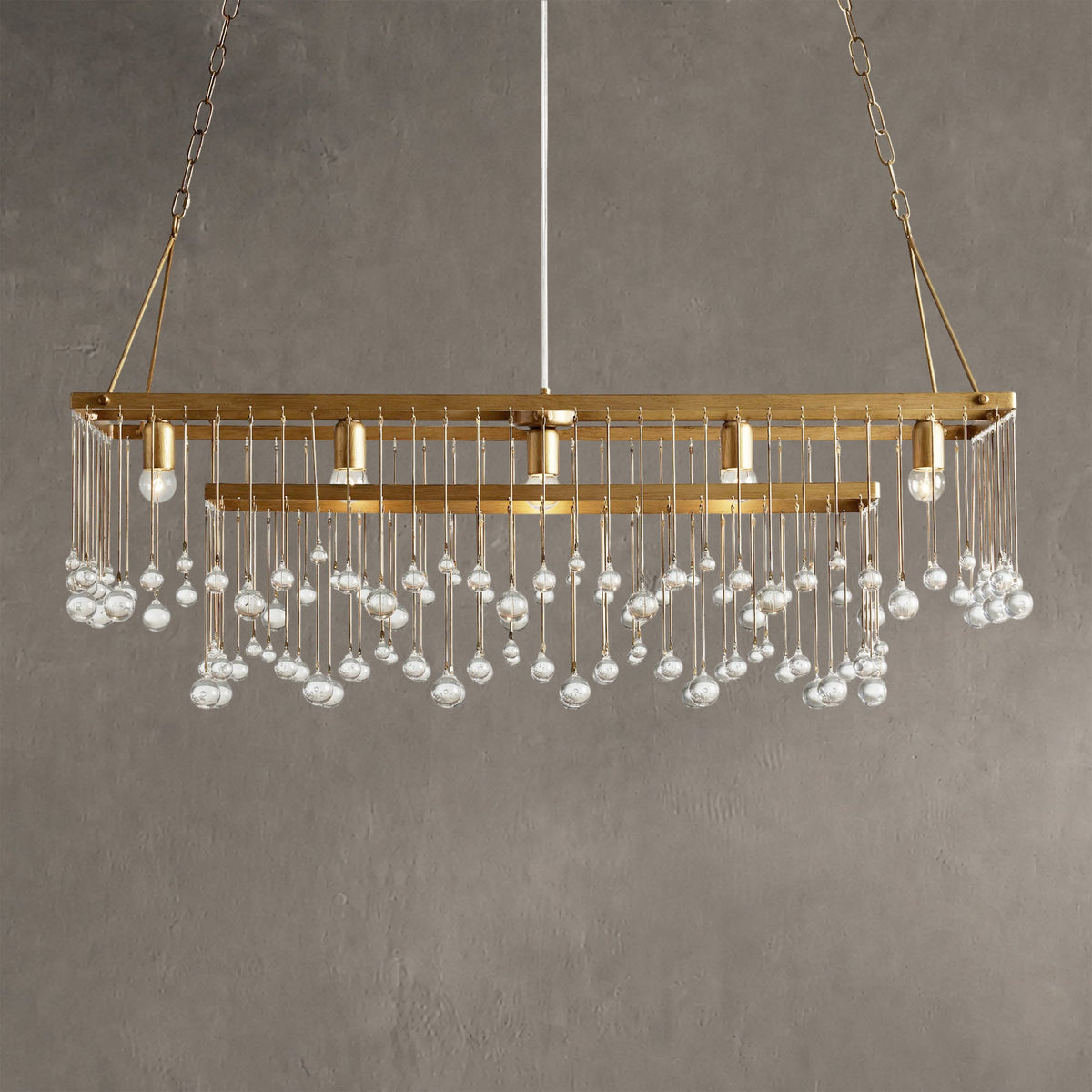 Aurelle Crystal Ball Rectangular Chandelier 47'' 60''