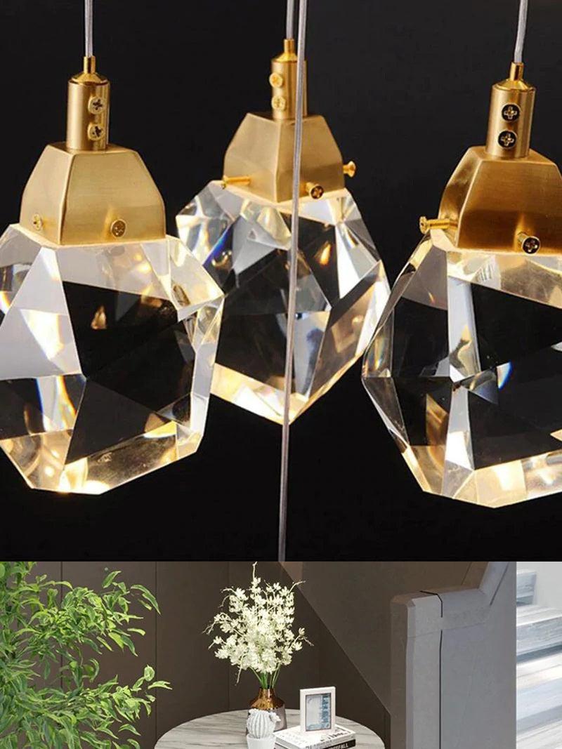Zora Faceted Crystal Staircase Long Chandelier
