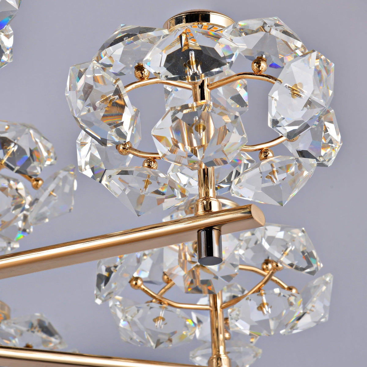 Modern Crystal Branch Chandelier in Gold Finish