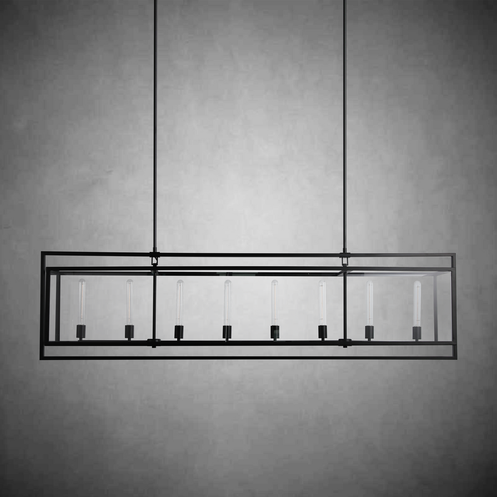 Baker Glass Lantern Rectangular Chandelier 54"72''