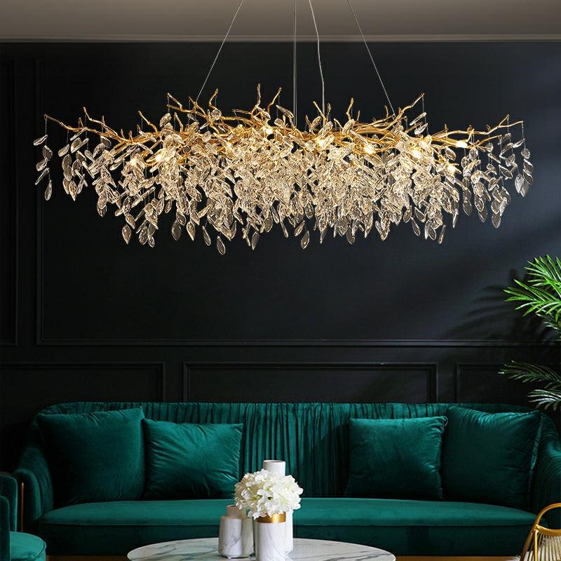 Albero Modern French-Style Branch Crystal Chandelier with Crystal Leaf
