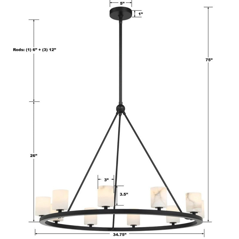 Agron 10 Light Alabaster Chandelier