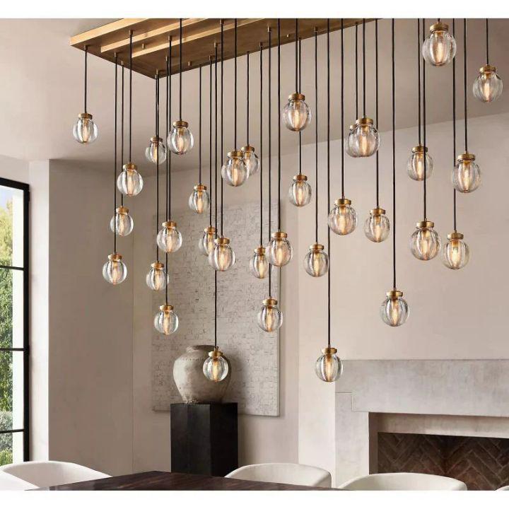 Pearls Spherical Modern Rectangular Chandelier 72”