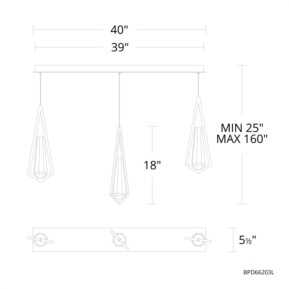 Devotion Linear Chandelier 3 Light