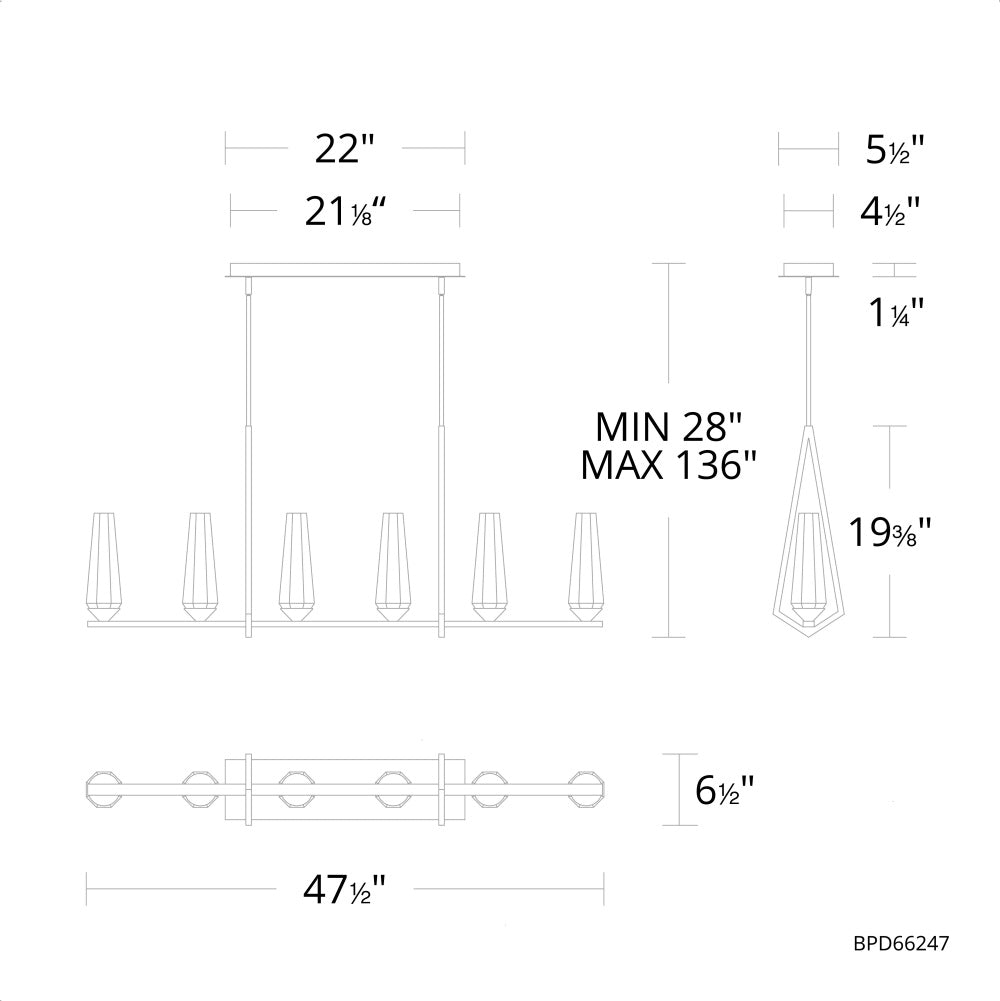 Devotion Linear Chandelier 6 Light