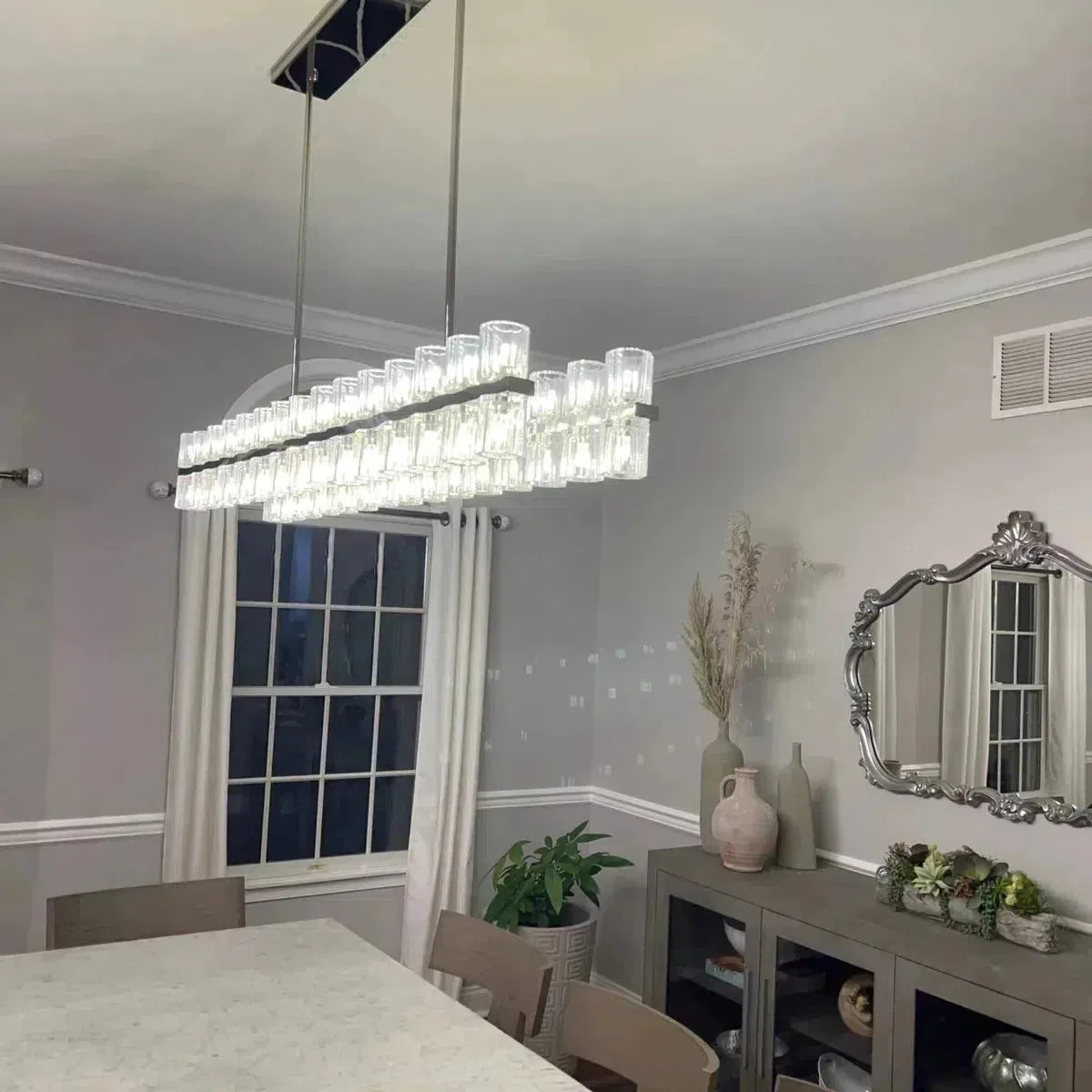 Arcachen Crystal Rectangular Chandelier 54"
