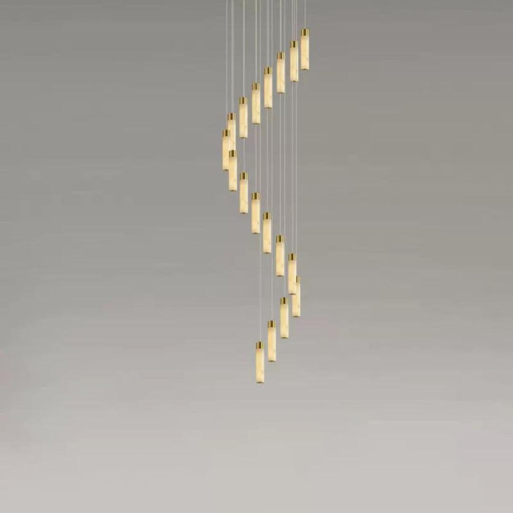 Celestial Alabaster Cascade Gold Chandelier with Integrated LED