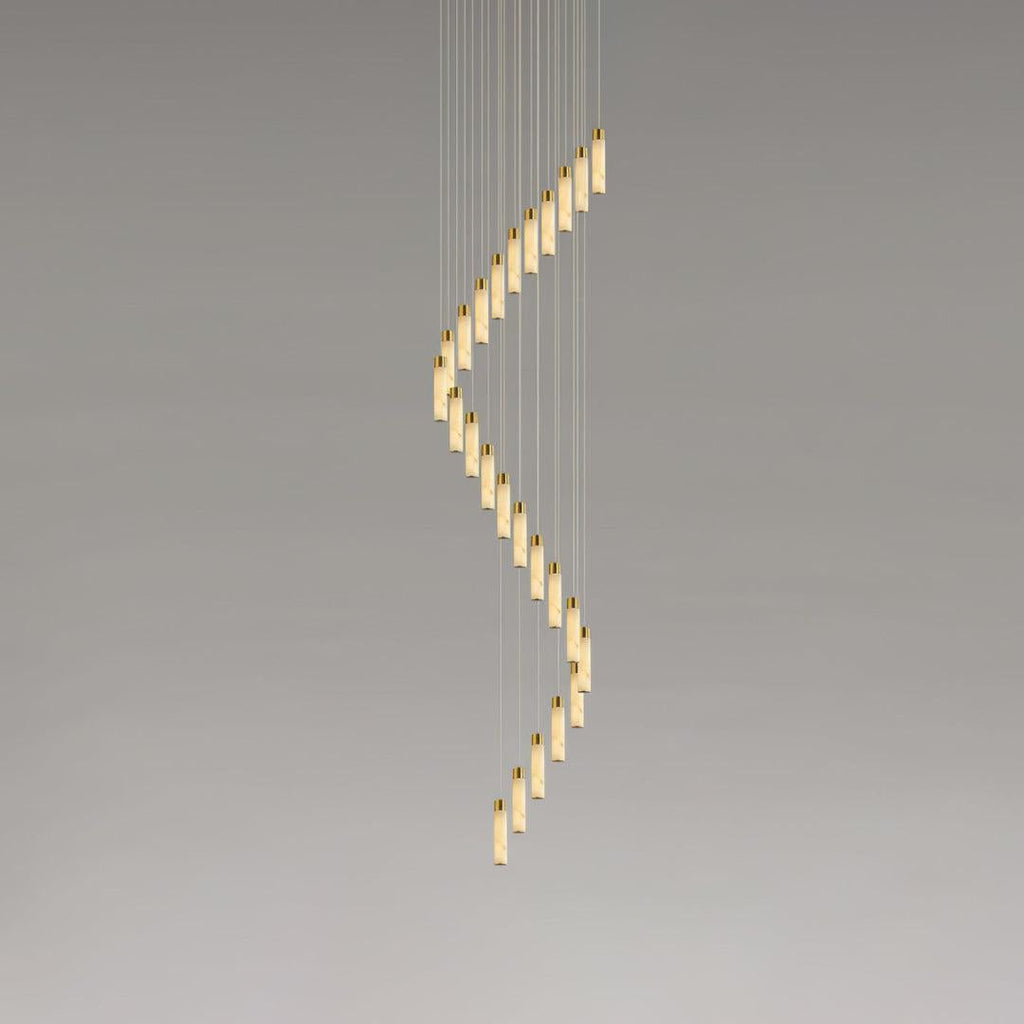 Celestial Alabaster Cascade Gold Chandelier with Integrated LED