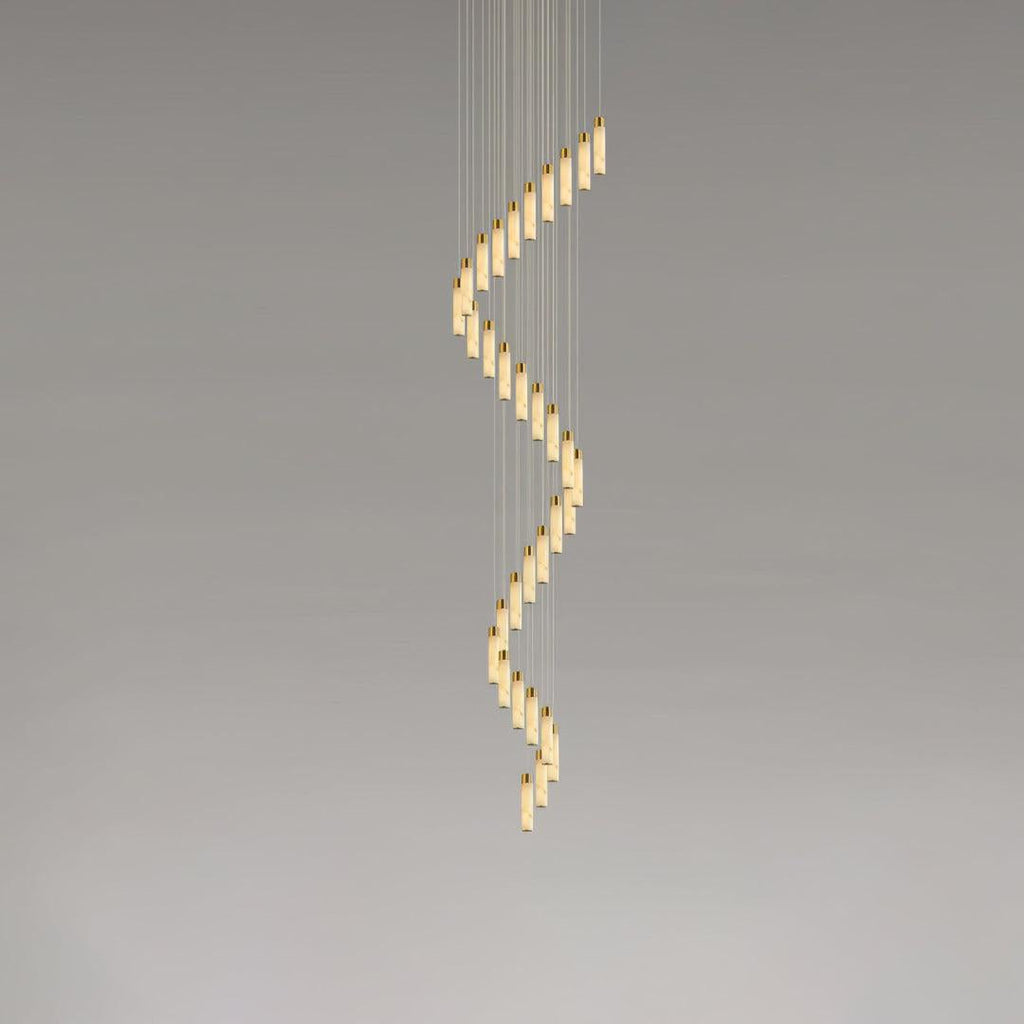 Celestial Alabaster Cascade Gold Chandelier with Integrated LED