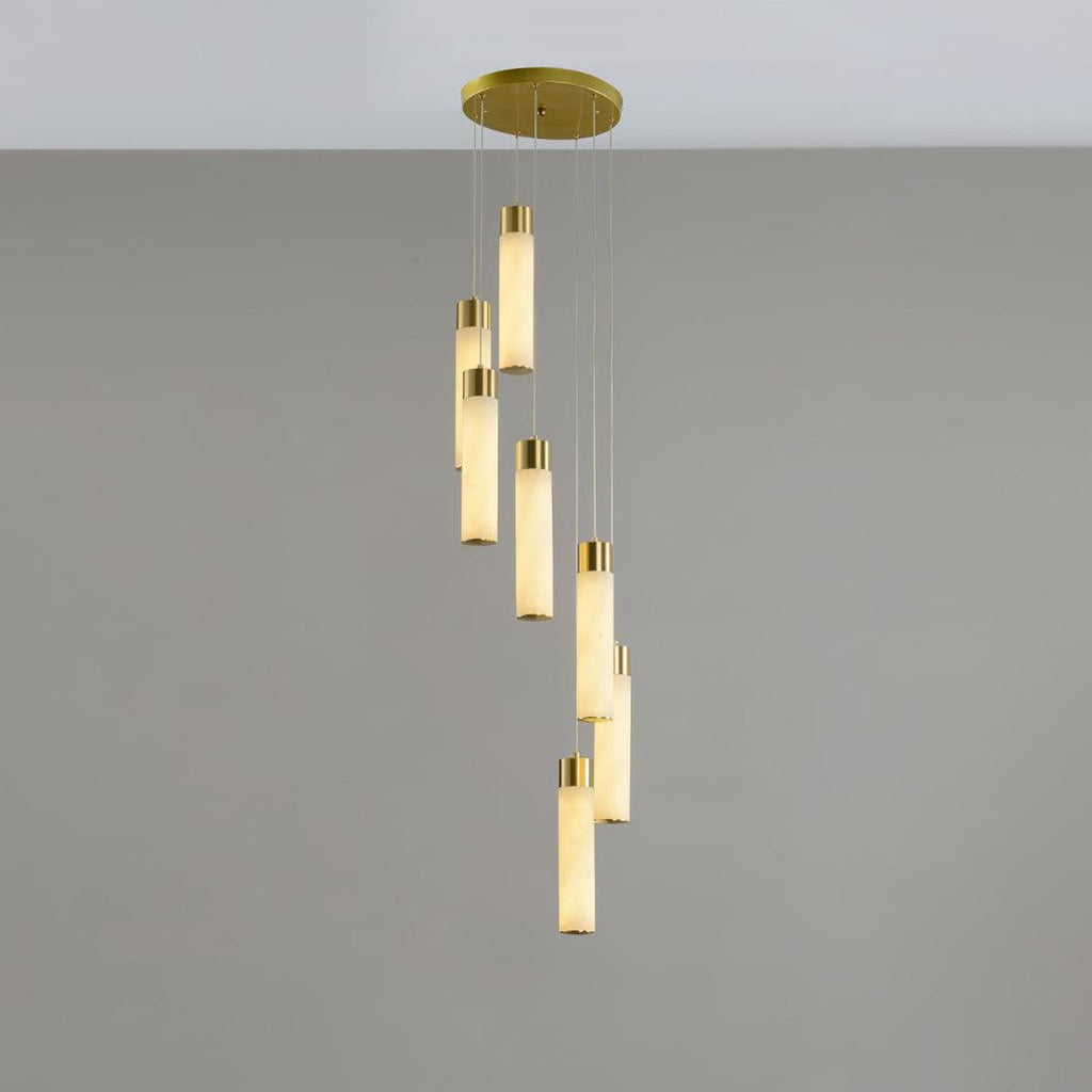 Celestial Alabaster Cascade Gold Chandelier with Integrated LED