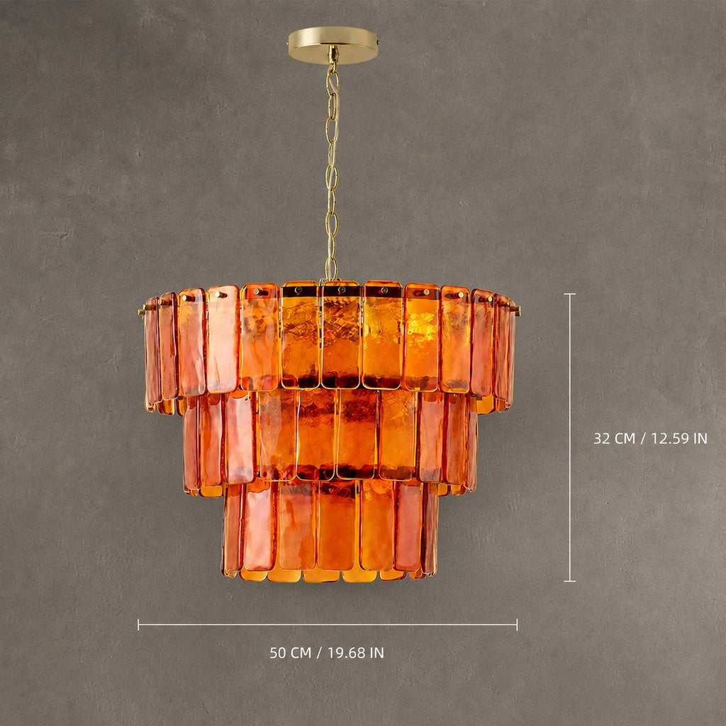 Chandelier Tiered Amber Glass