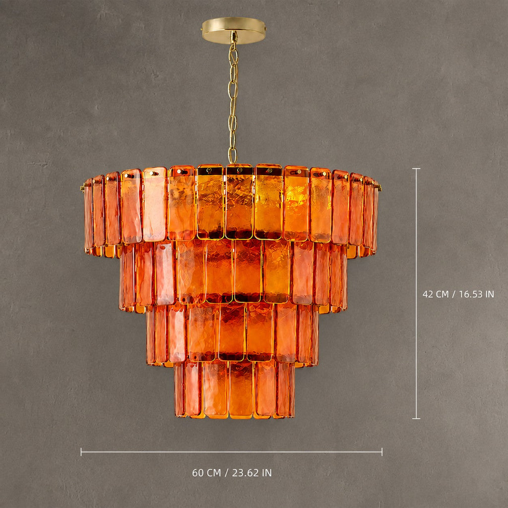 Chandelier Tiered Amber Glass