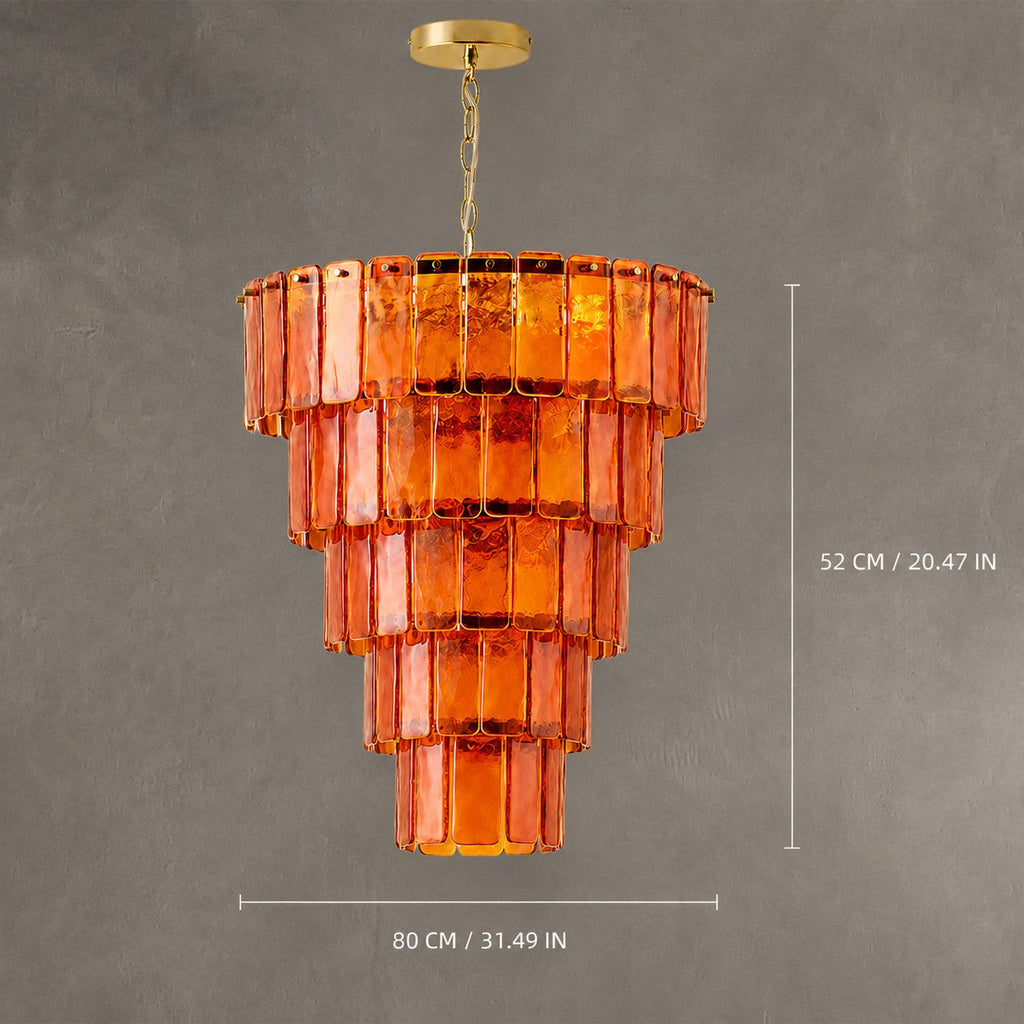 Chandelier Tiered Amber Glass