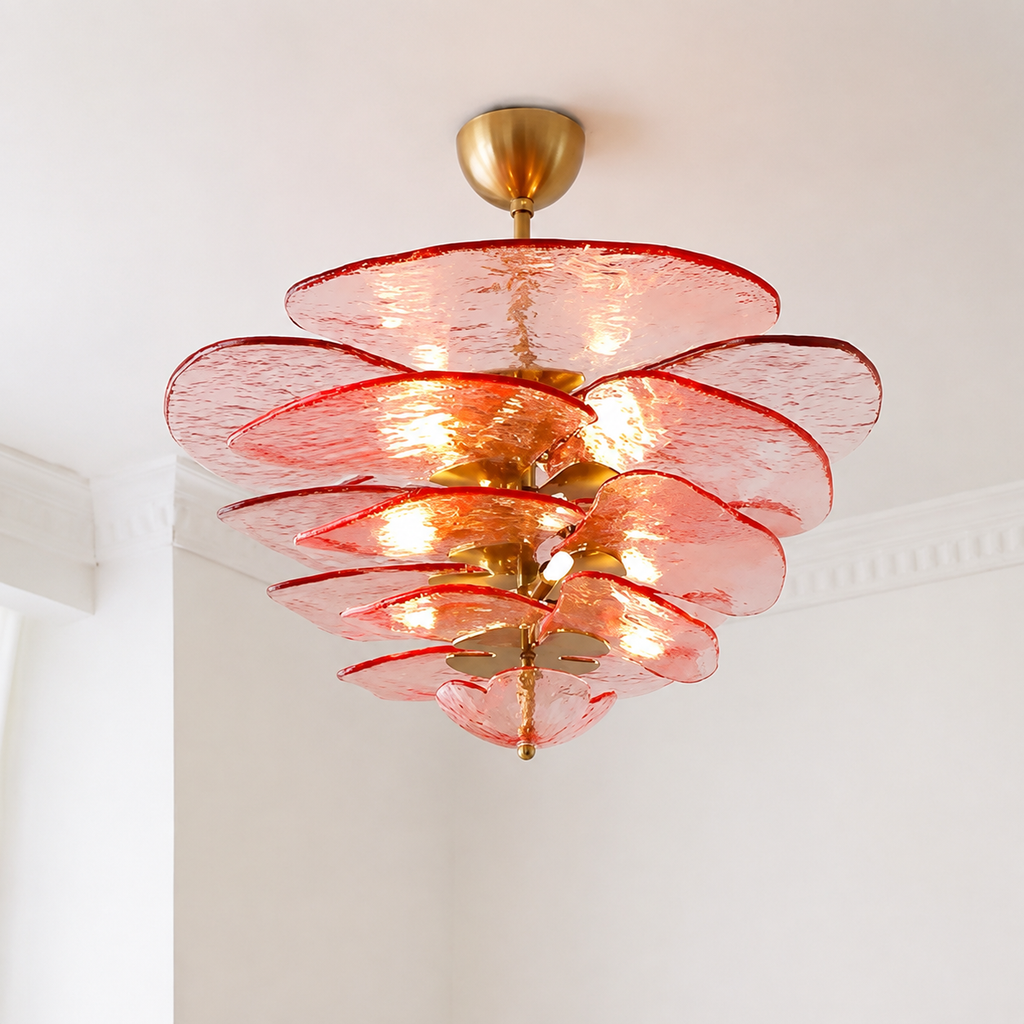 Petal Cascade  Living Room & Dining Room Chandelier  Artisan Murano Style