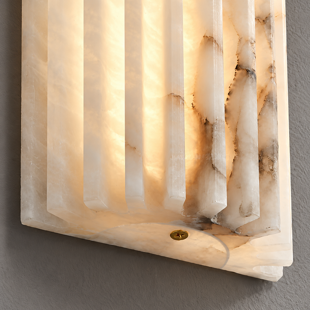 Ribelle  Living Room Wall Sconce  Fluted Alabaster Minimalist