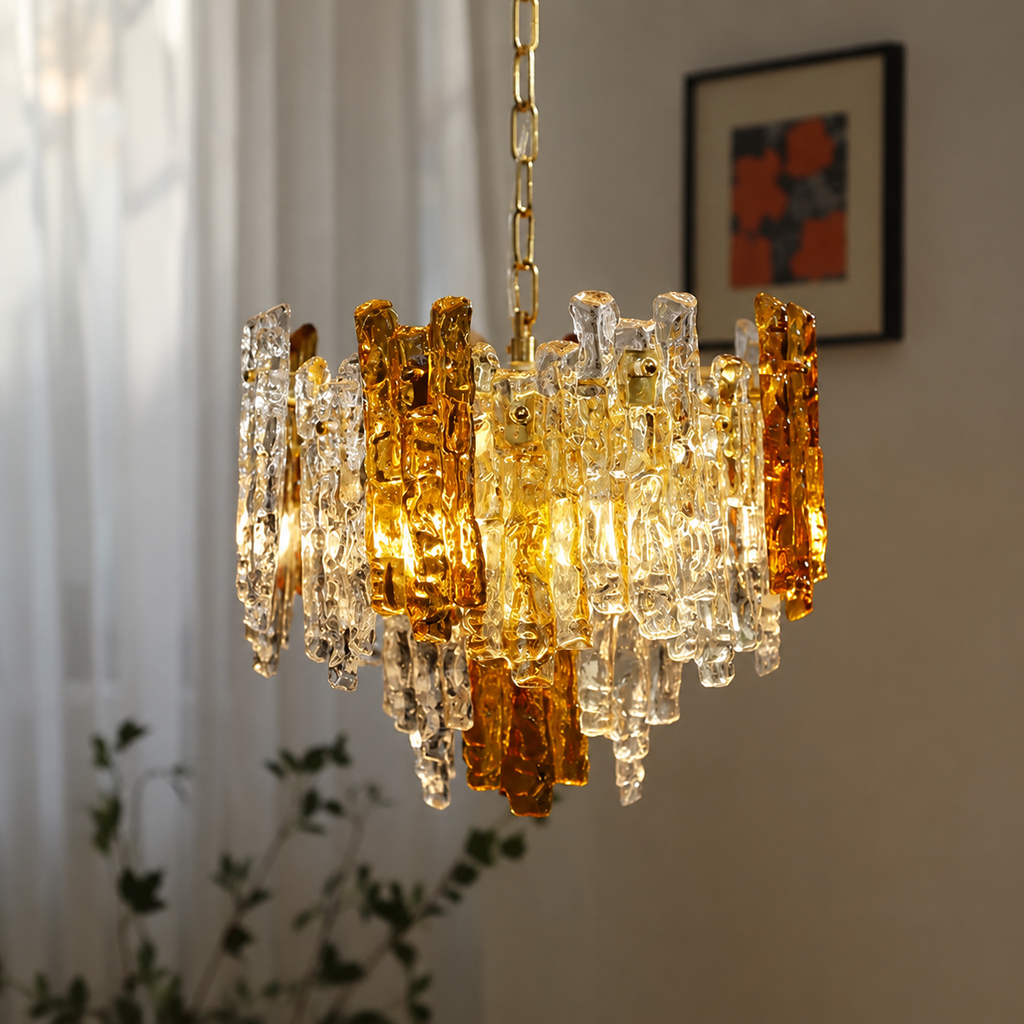 Glacier Ember Pendant Light Artisan Murano Style