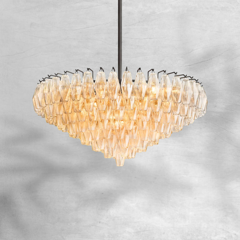 Cyra Glass Tiered Round Chandelier