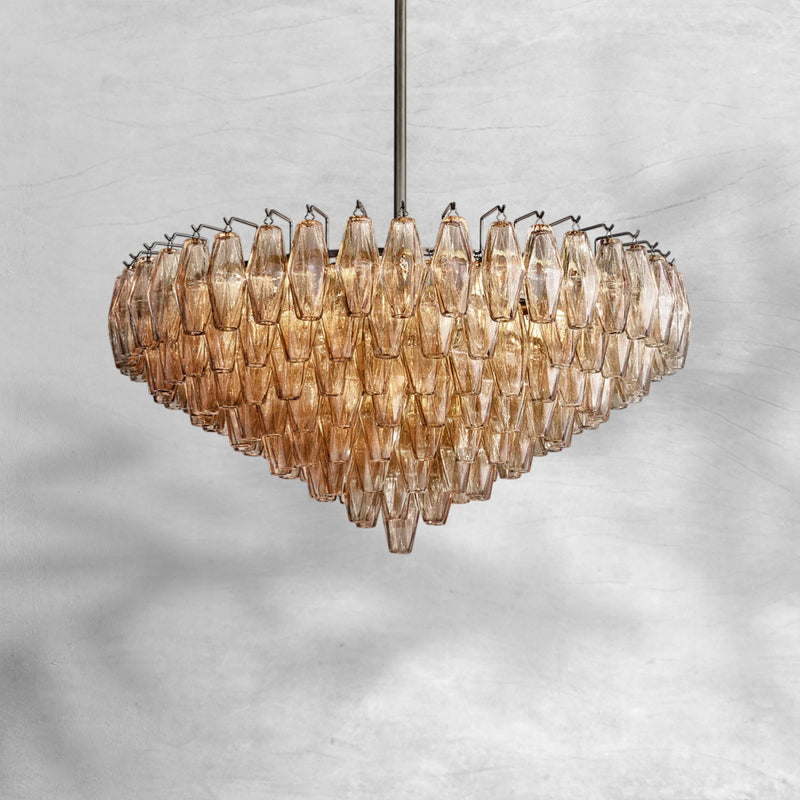 Cyra Glass Tiered Round Chandelier