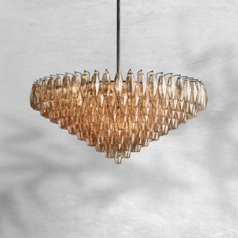 Cyra Glass Tiered Round Chandelier