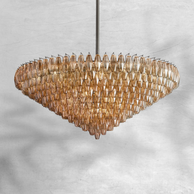 Cyra Glass Tiered Round Chandelier