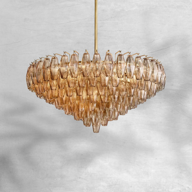 Cyra Glass Tiered Round Chandelier