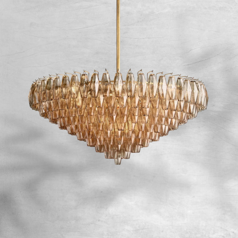 Cyra Glass Tiered Round Chandelier