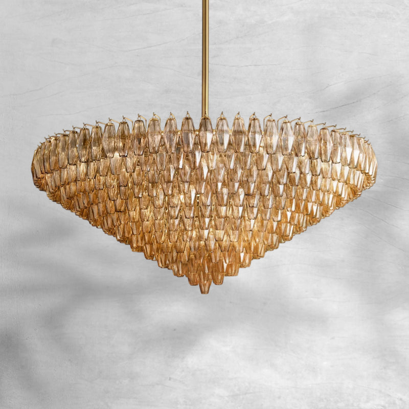 Cyra Glass Tiered Round Chandelier